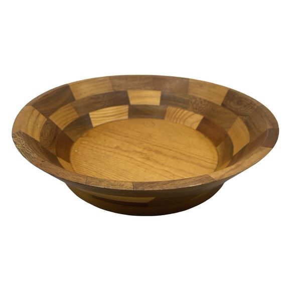 Handmade Other - Vintage Handcrafted Wooden Bowl Segmented Wood Decor 10" x 2 1/4"